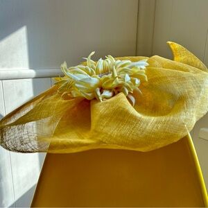 Beautiful Bright Yellow Kentucky Derby Fascinator Hat Church Easter Spring